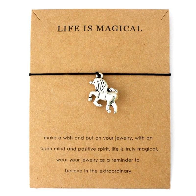 Life Is Magical Silver Gold Birds Tree of Life Feather Pineapple Starfish Unicorn Flamingo Charm Bracelets Matching Bracelets Handmade Friendship Gifts For Best Friend Couples Adjustable String Bracelets For Women