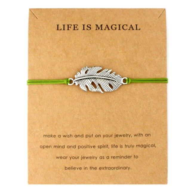 Life Is Magical Silver Gold Birds Tree of Life Feather Pineapple Starfish Unicorn Flamingo Charm Bracelets Matching Bracelets Handmade Friendship Gifts For Best Friend Couples Adjustable String Bracelets For Women