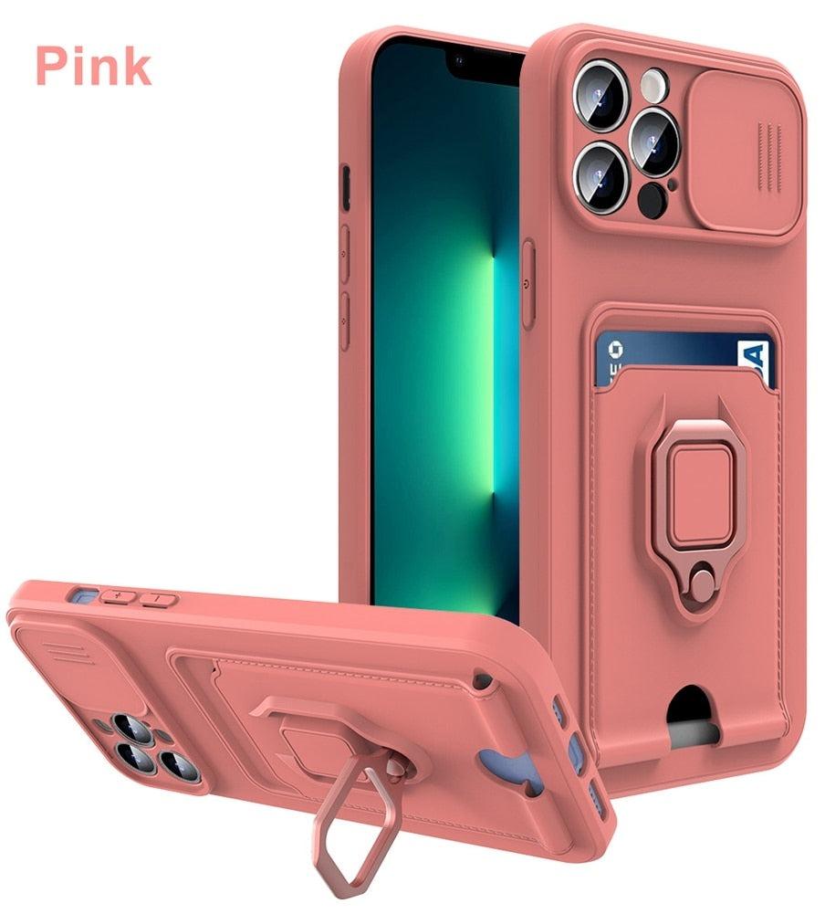 Lightweight Heavy Duty Protective Case With Rotatable Kickstand Ring For iPhone 13 14 Case Magnetic Ring Holder Cover for iPhone 12 11 14 Pro Wallet Card Armor iphone Case