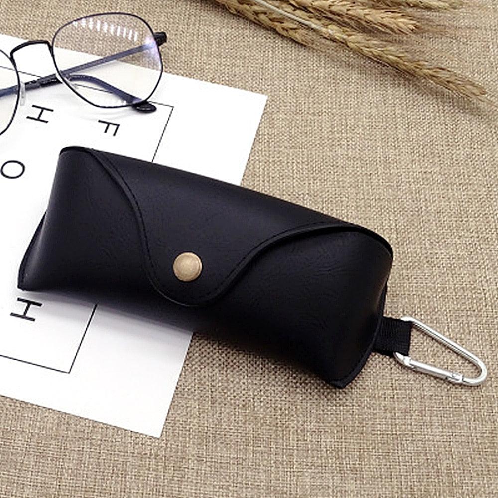 Lightweight Leather Sunglasses Case Glasses Box High-Grade Cover Eyeglasses Leather Glasses Case With Belt Hole Portable Eyeglasses Case Black Elegant PU Leather Sunglasses Bag For Gift