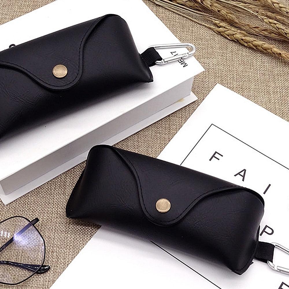 Lightweight Leather Sunglasses Case Glasses Box High-Grade Cover Eyeglasses Leather Glasses Case With Belt Hole Portable Eyeglasses Case Black Elegant PU Leather Sunglasses Bag For Gift