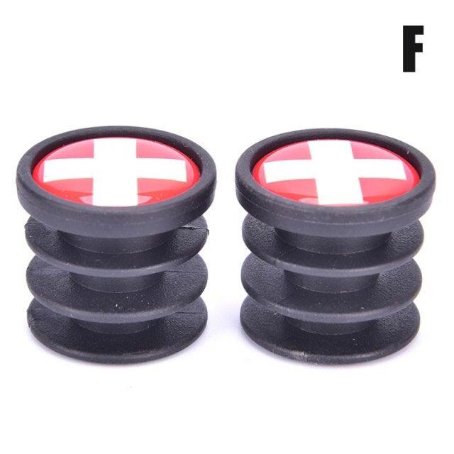 Lightweight Mini Bicycle National Flag Handlebar End Plugs For Mountain Road Bike Bicycle Grips Parts Protective Cover Handlebar Bar End Plugs Plastic Bike Handlebar End Caps For Road Bike Most Bicycle