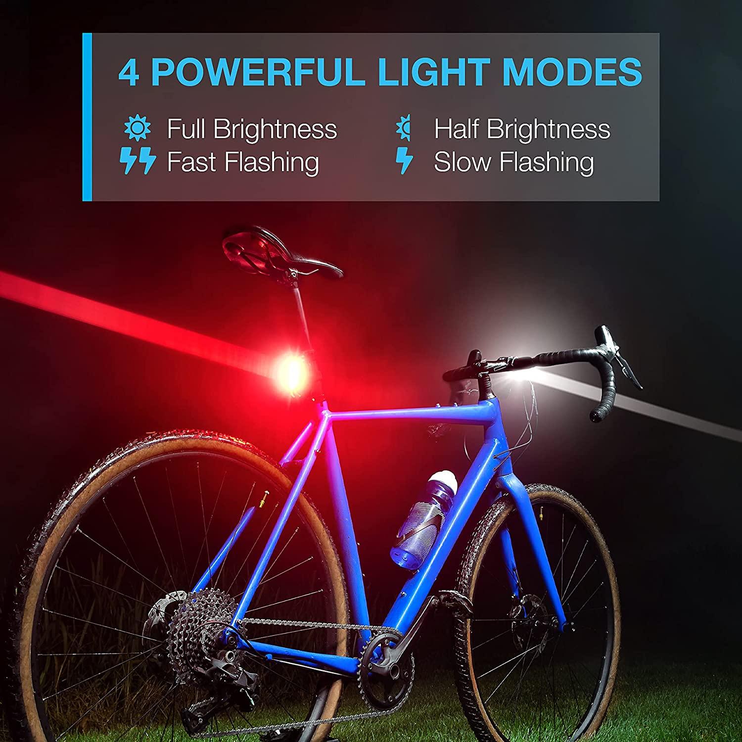 Lightweight USB Rechargeable Bike Light Set Super Bright Front Headlight And Rear LED Bicycle Light 4 Light Mode Options USB Rechargeable Bike Light Set LED Bicycle Front Headlight And Rear Taillight Lithium Battery 650mAh