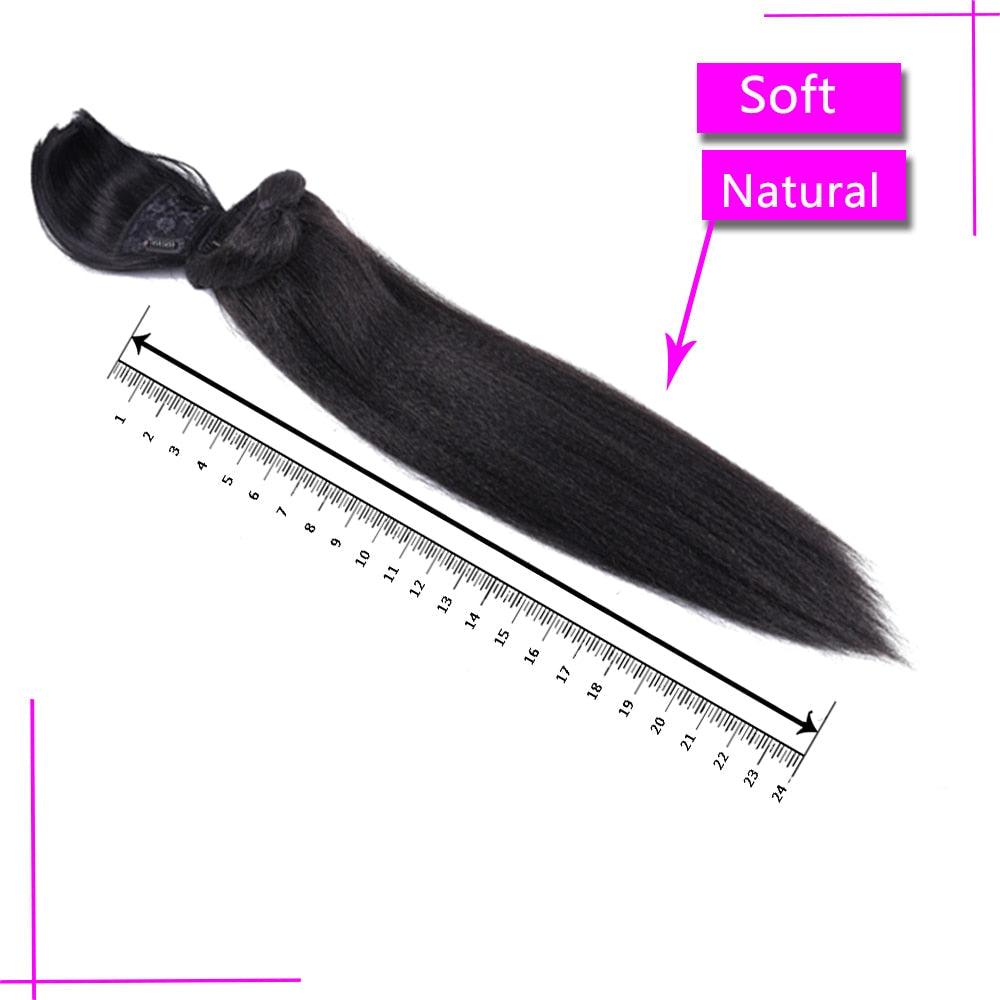 Long Kinky Straight Hair Ponytail With Bangs Fake Hair Bun And Bang Set Synthetic Pony Tail For Women Clip In Hair Extensions Synthetic Long Pony Tail Natural Black Comb In Ponytail Hair Pieces For Women