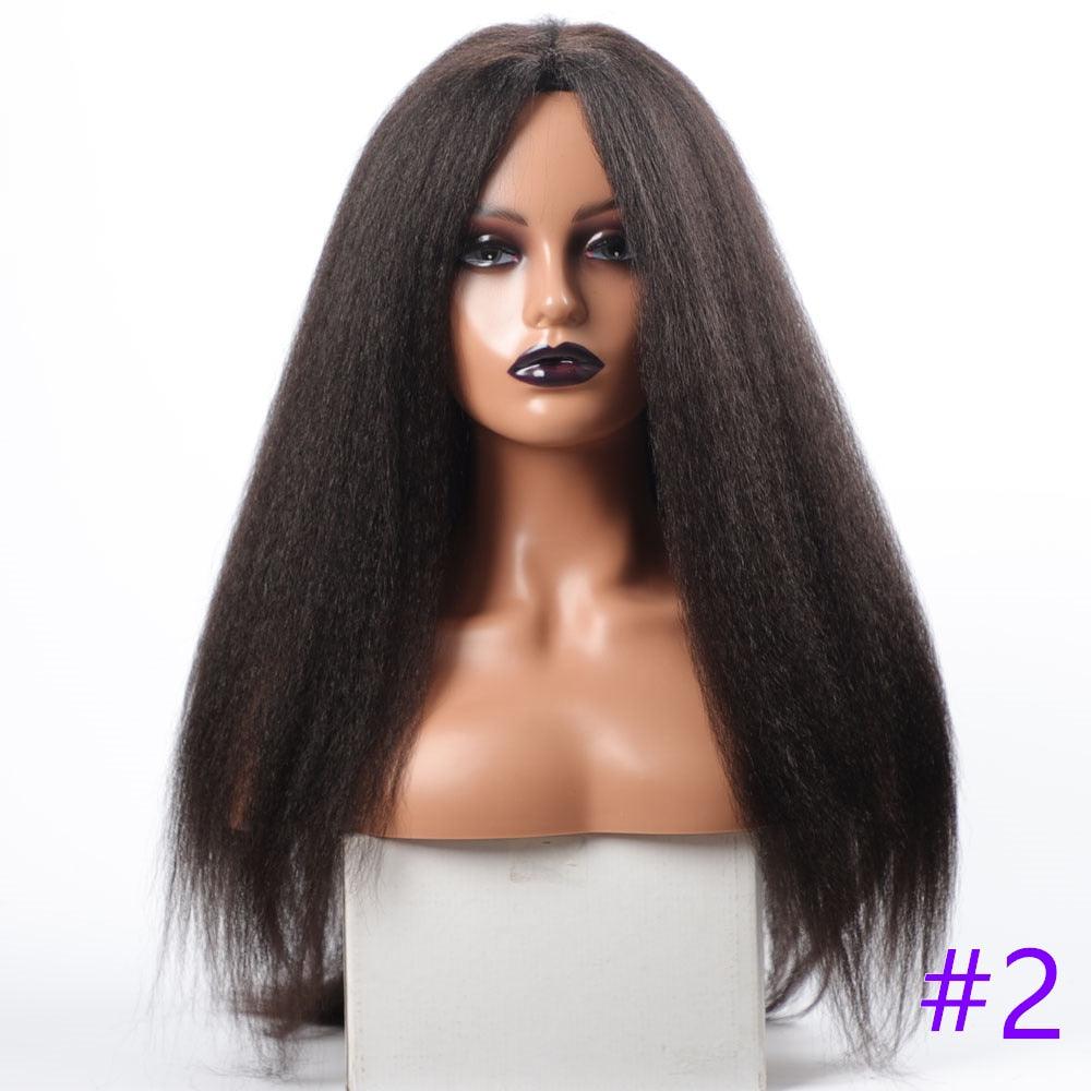 Long Kinky Straight Synthetic Wigs for Black Women Black Brown Blonde Ginger Red White Hair Afro Wigs Synthetic Hair  Wigs For Black Women Cosplay Wigs For Women