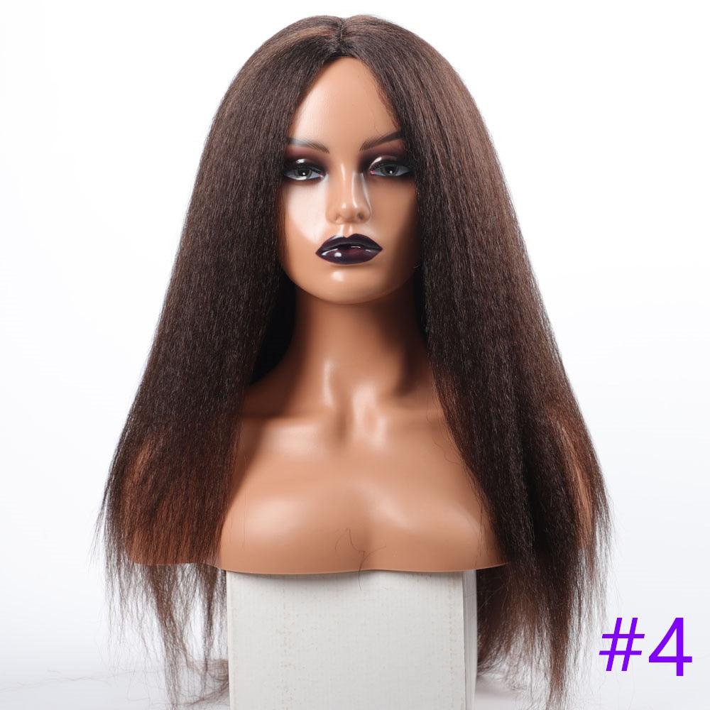 Long Kinky Straight Synthetic Wigs for Black Women Black Brown Blonde Ginger Red White Hair Afro Wigs Synthetic Hair  Wigs For Black Women Cosplay Wigs For Women