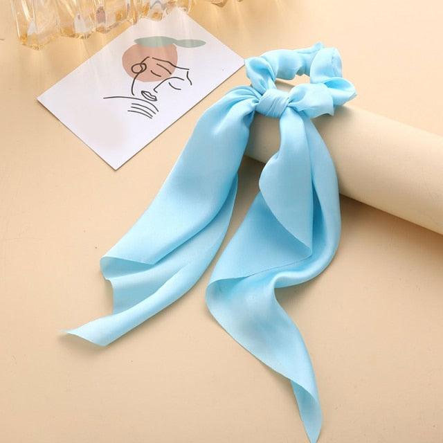 Long Ribbon Women Ponytail Scrunchies Scarf Elastic Hair Band Knotted Streamer Hair Ties Silky Satin Hair Rope Ponytail Holder Accessories for Women