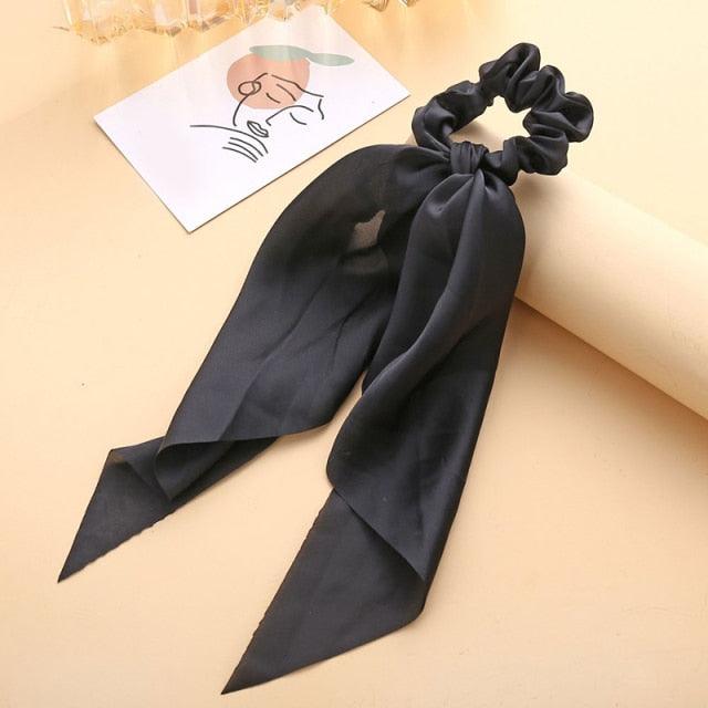 Long Ribbon Women Ponytail Scrunchies Scarf Elastic Hair Band Knotted Streamer Hair Ties Silky Satin Hair Rope Ponytail Holder Accessories for Women