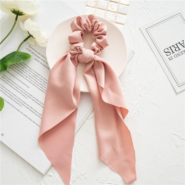 Long Ribbon Women Ponytail Scrunchies Scarf Elastic Hair Band Knotted Streamer Hair Ties Silky Satin Hair Rope Ponytail Holder Accessories for Women