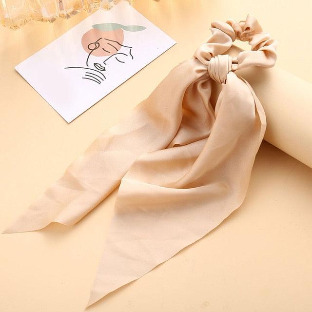 Long Ribbon Women Ponytail Scrunchies Scarf Elastic Hair Band Knotted Streamer Hair Ties Silky Satin Hair Rope Ponytail Holder Accessories for Women