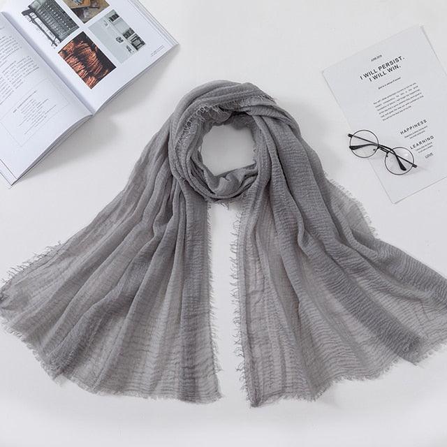 Long Soft Cotton Lightweight Crinkle Hijab Scarf Elegant Headscarf Head Wrap Islamic Head Wraps Hijab For Women 70*175cm