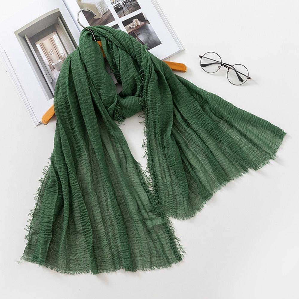 Long Soft Cotton Lightweight Crinkle Hijab Scarf Elegant Headscarf Head Wrap Islamic Head Wraps Hijab For Women 70*175cm