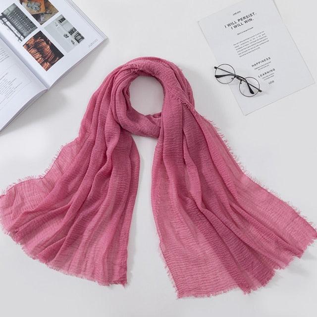 Long Soft Cotton Lightweight Crinkle Hijab Scarf Elegant Headscarf Head Wrap Islamic Head Wraps Hijab For Women 70*175cm