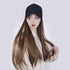 Long Straight Synthetic Baseball Cap Hair Wig Natural Black Brown Hat Wigs Natural Seamless Hair Extensions Wigs For Black Women Cosplay Wigs For Women