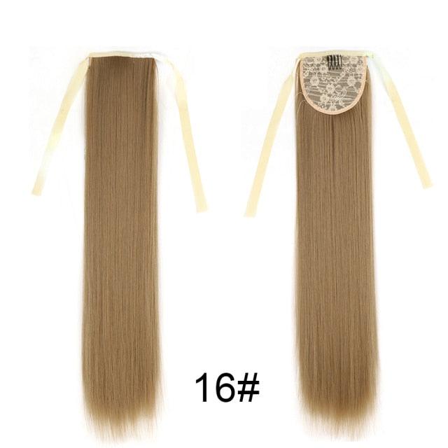 Long Straight Synthetic Hairpiece Ponytail Hair Natural Wrap Around Ponytail Chip in Hair Extensions Pony Tail Wig Synthetic Long Pony Tail Natural Black Comb In Ponytail Hair Pieces For Women