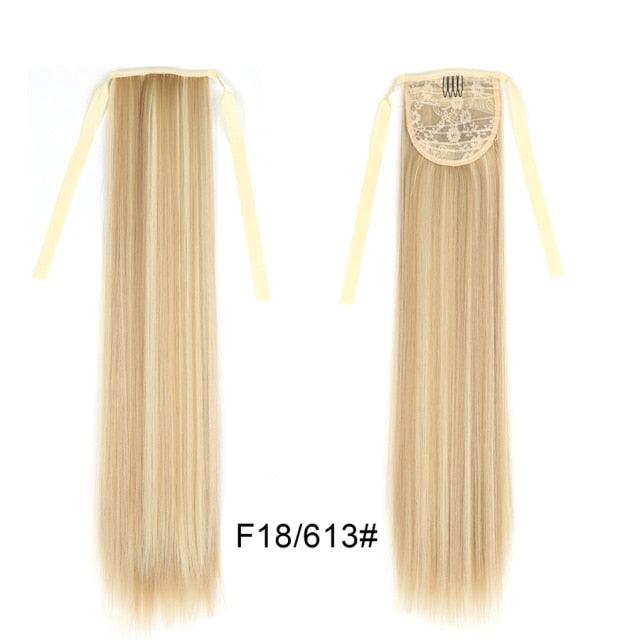 Long Straight Synthetic Hairpiece Ponytail Hair Natural Wrap Around Ponytail Chip in Hair Extensions Pony Tail Wig Synthetic Long Pony Tail Natural Black Comb In Ponytail Hair Pieces For Women