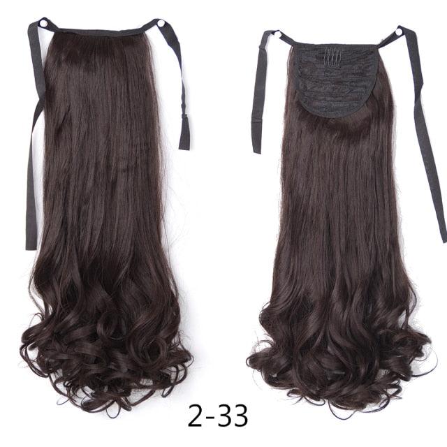 Long Straight Synthetic Hairpiece Ponytail Hair Natural Wrap Around Ponytail Chip in Hair Extensions Pony Tail Wig Synthetic Long Pony Tail Natural Black Comb In Ponytail Hair Pieces For Women