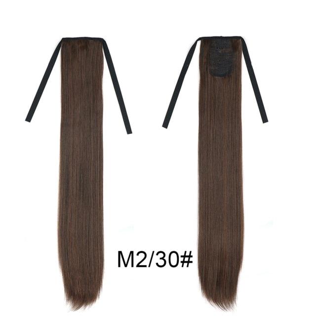 Long Straight Synthetic Hairpiece Ponytail Hair Natural Wrap Around Ponytail Chip in Hair Extensions Pony Tail Wig Synthetic Long Pony Tail Natural Black Comb In Ponytail Hair Pieces For Women