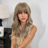 Long Womens Wigs with Bangs Ombre Brown Platinum Blonde Wigs Side Part Synthetic Wavy Wigs Women Cosplay Party Wigs For Black Women Cosplay Wigs For Women