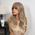 Long Womens Wigs with Bangs Ombre Brown Platinum Blonde Wigs Side Part Synthetic Wavy Wigs Women Cosplay Party Wigs For Black Women Cosplay Wigs For Women