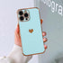 Love Heart Shockproof Bumper Phone Case For iPhone 14 13 12 11 Pro XS Max X XR 7 8 Plus 12Mini SE2 Soft Protective Case for Women Cute Gold Edge Shockproof Slim Soft Bumper