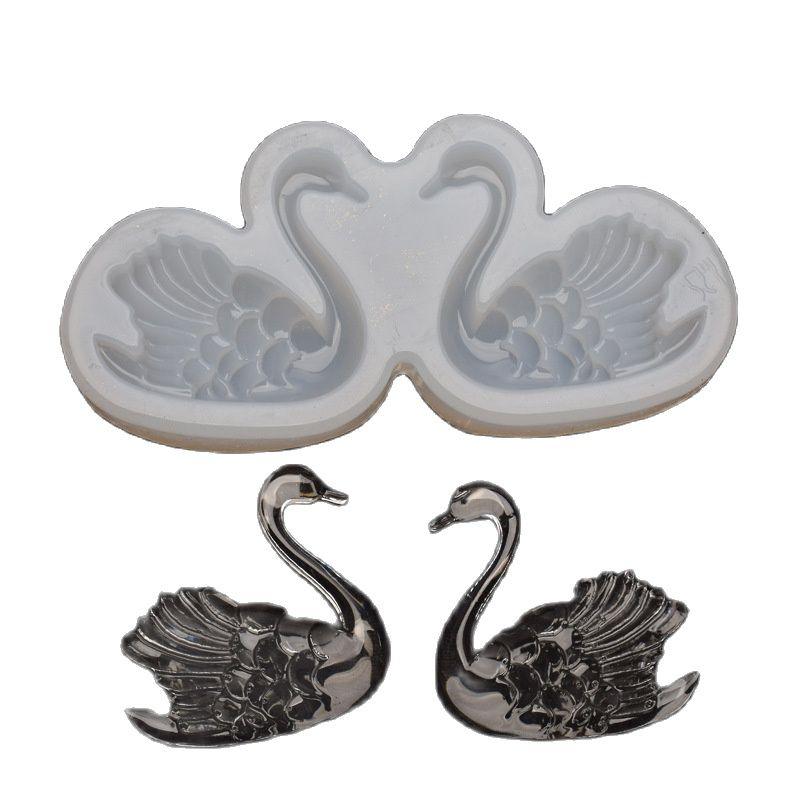 Lovely Couple Swan Shape Silicone Mold  Fondant Chocolate Resin Aroma Stone Soap Mold For Pastry Cup Cake Decorating Kitchen Tool Swan Silicone Fondant Molds Swan Couple Chocolate Mold