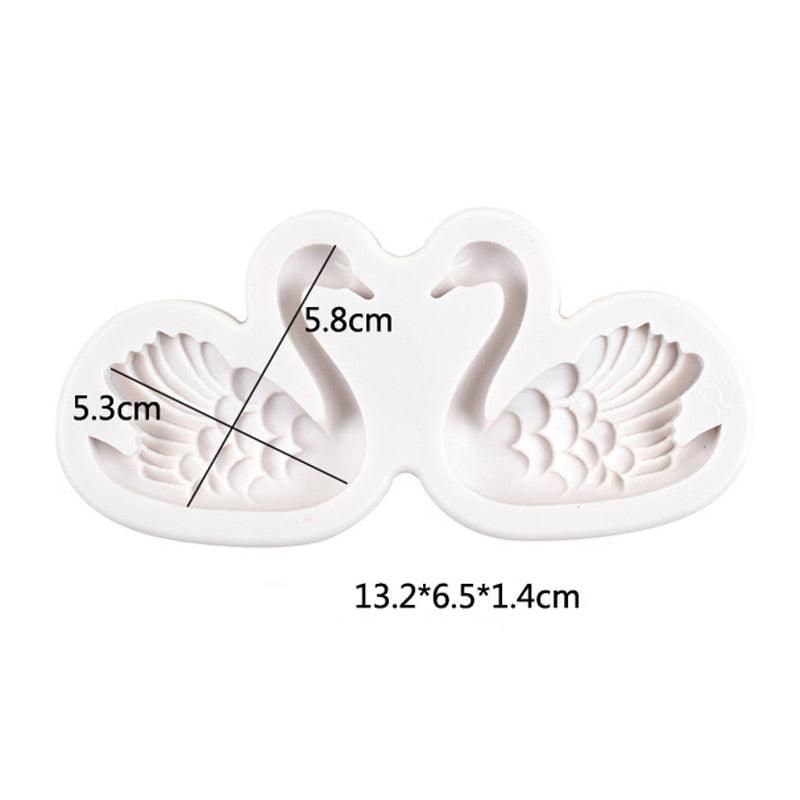 Lovely Couple Swan Shape Silicone Mold  Fondant Chocolate Resin Aroma Stone Soap Mold For Pastry Cup Cake Decorating Kitchen Tool Swan Silicone Fondant Molds Swan Couple Chocolate Mold