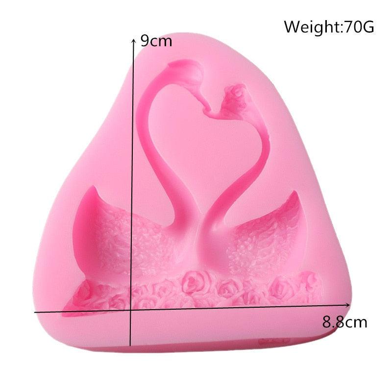 Lovely Couple Swan Shape Silicone Mold  Fondant Chocolate Resin Aroma Stone Soap Mold For Pastry Cup Cake Decorating Kitchen Tool Swan Silicone Fondant Molds Swan Couple Chocolate Mold