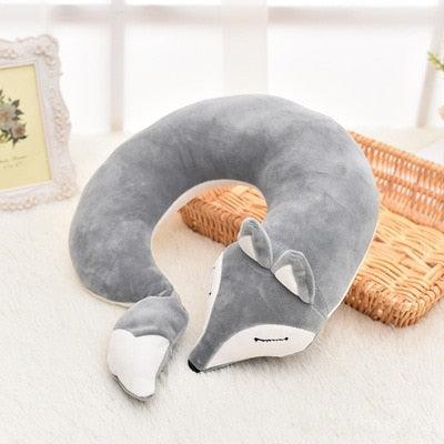 Lovely Fox Travel Pillow Animal Cotton U Shape Travel Car Train Plane Home Nap Pillow Health Care Gift Neck Pillow Travel Pillows Cartoon Planes Fox Animal U-Shaped Neck Pillow Plush Fur Warm Comfortable Luggage Pillow for Airplanes Car Train