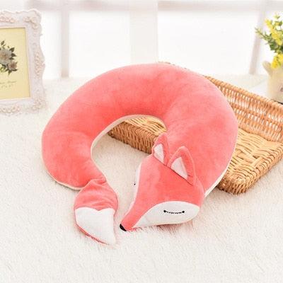 Lovely Fox Travel Pillow Animal Cotton U Shape Travel Car Train Plane Home Nap Pillow Health Care Gift Neck Pillow Travel Pillows Cartoon Planes Fox Animal U-Shaped Neck Pillow Plush Fur Warm Comfortable Luggage Pillow for Airplanes Car Train