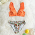 Low-waist Bikinis Set Swimwear Women Swimsuits Bathing Suit Orange Floral Ruffled Bikini Beachwear Bikini Swimsuits Ruffle Floral Two Piece Bathing Suits Printed Halter Neck Swimwear Beachwear