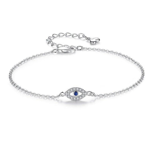 Lucky Eye Bracelet Sterling Silver Bracelets For Women Luxury Adjustable Eye Shaped Bracelet Cubic Zirconia Elegant Pendant Necklace Dainty Jewelry