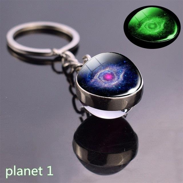 Luminous Glow In The Dark Solar System Planet Keyring Solar System Planet Keychain Glow In The Dark Creative Galaxy Keyring Crystal Glass Ball Key Chain Galaxy Keychain Moon Earth Sun Double Side Glass Ball Key Chain