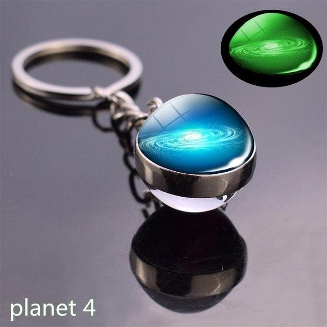 Luminous Glow In The Dark Solar System Planet Keyring Solar System Planet Keychain Glow In The Dark Creative Galaxy Keyring Crystal Glass Ball Key Chain Galaxy Keychain Moon Earth Sun Double Side Glass Ball Key Chain