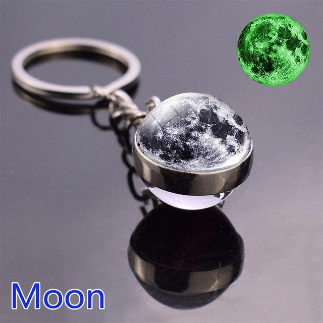 Luminous Glow In The Dark Solar System Planet Keyring Solar System Planet Keychain Glow In The Dark Creative Galaxy Keyring Crystal Glass Ball Key Chain Galaxy Keychain Moon Earth Sun Double Side Glass Ball Key Chain