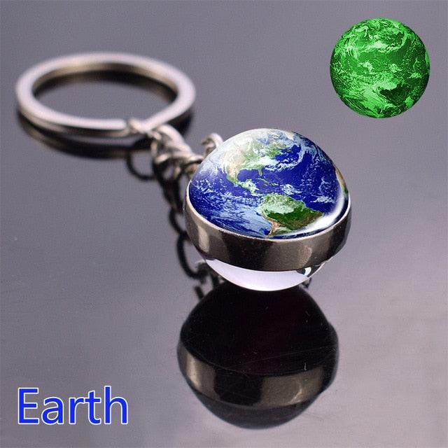 Luminous Glow In The Dark Solar System Planet Keyring Solar System Planet Keychain Glow In The Dark Creative Galaxy Keyring Crystal Glass Ball Key Chain Galaxy Keychain Moon Earth Sun Double Side Glass Ball Key Chain