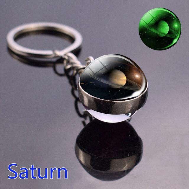 Luminous Glow In The Dark Solar System Planet Keyring Solar System Planet Keychain Glow In The Dark Creative Galaxy Keyring Crystal Glass Ball Key Chain Galaxy Keychain Moon Earth Sun Double Side Glass Ball Key Chain