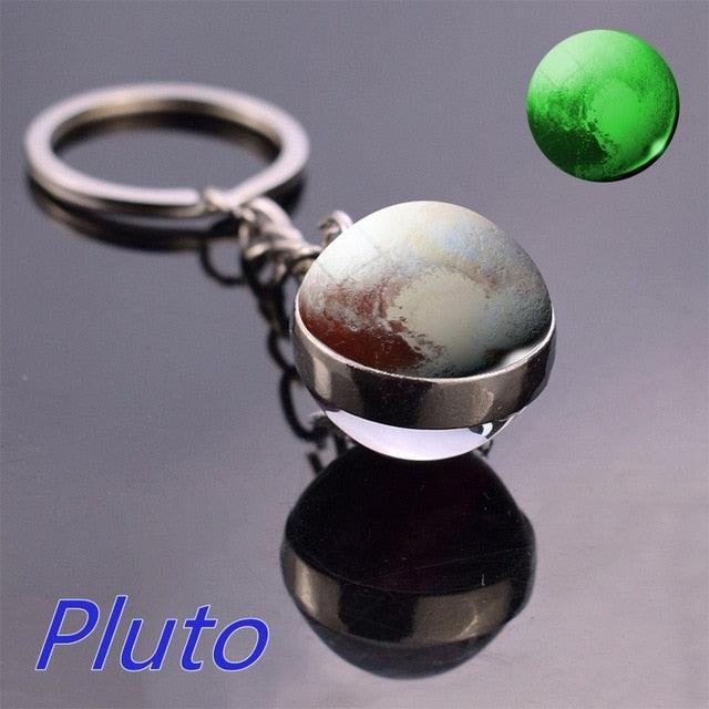 Luminous Glow In The Dark Solar System Planet Keyring Solar System Planet Keychain Glow In The Dark Creative Galaxy Keyring Crystal Glass Ball Key Chain Galaxy Keychain Moon Earth Sun Double Side Glass Ball Key Chain