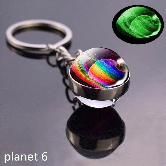 Luminous Glow In The Dark Solar System Planet Keyring Solar System Planet Keychain Glow In The Dark Creative Galaxy Keyring Crystal Glass Ball Key Chain Galaxy Keychain Moon Earth Sun Double Side Glass Ball Key Chain