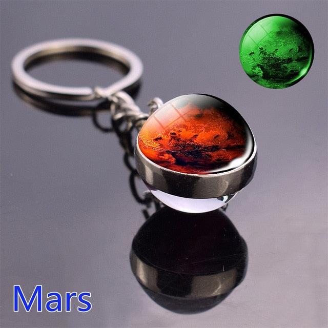 Luminous Glow In The Dark Solar System Planet Keyring Solar System Planet Keychain Glow In The Dark Creative Galaxy Keyring Crystal Glass Ball Key Chain Galaxy Keychain Moon Earth Sun Double Side Glass Ball Key Chain