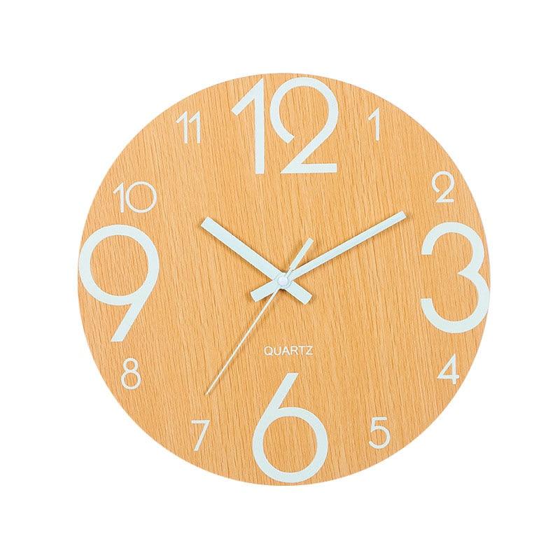 Luminous Wall Clock Silent Non-Ticking Quartz Wall Clocks Large Luminous Function Numbers and Hands Battery Operated Decorative Wall Clock for Office 12 Inch Wooden Silent Non-Ticking Kitchen Wall Clocks With Night Lights For Indoor/Outdoor Living Room