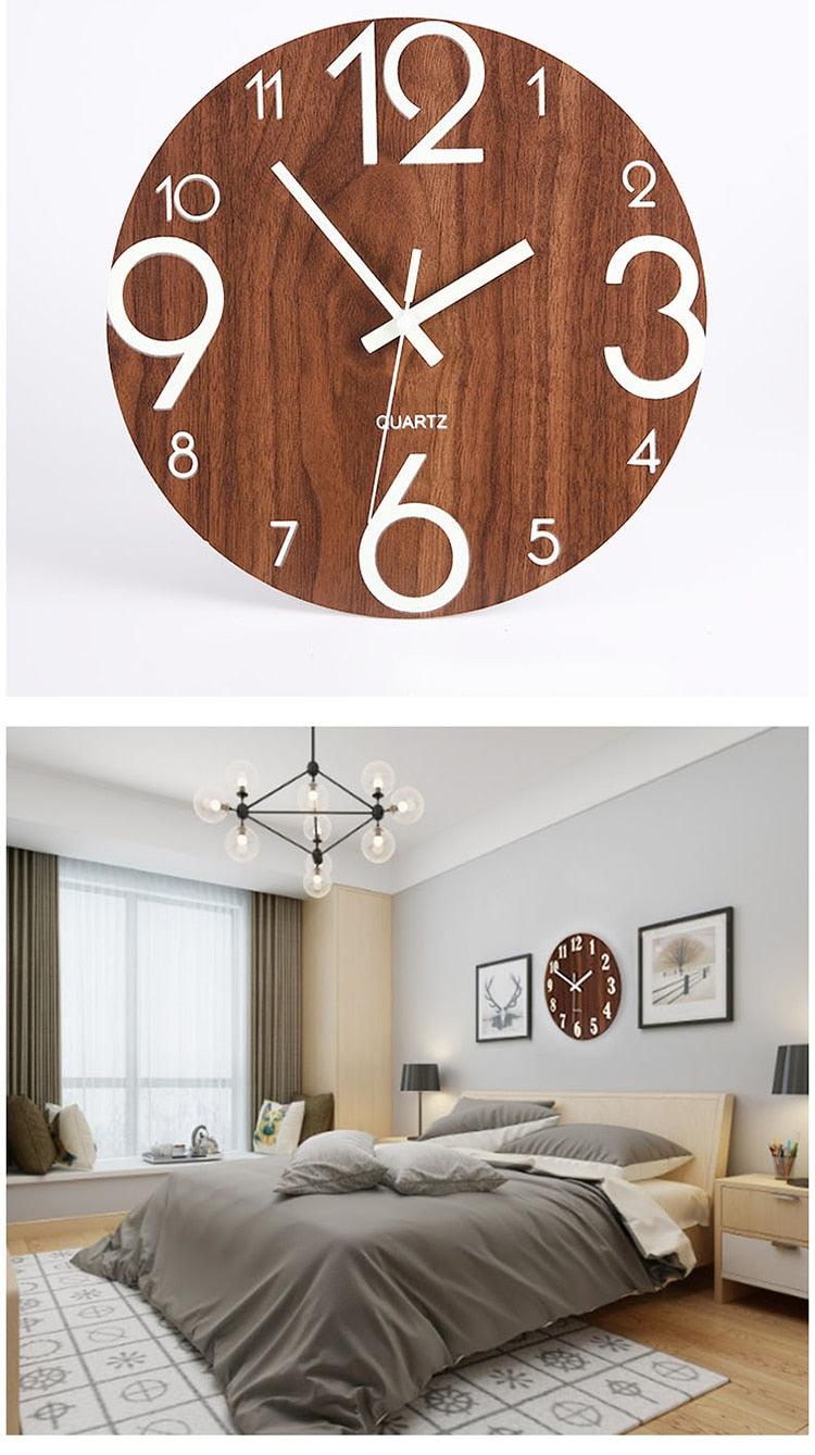 Luminous Wall Clock Silent Non-Ticking Quartz Wall Clocks Large Luminous Function Numbers and Hands Battery Operated Decorative Wall Clock for Office 12 Inch Wooden Silent Non-Ticking Kitchen Wall Clocks With Night Lights For Indoor/Outdoor Living Room