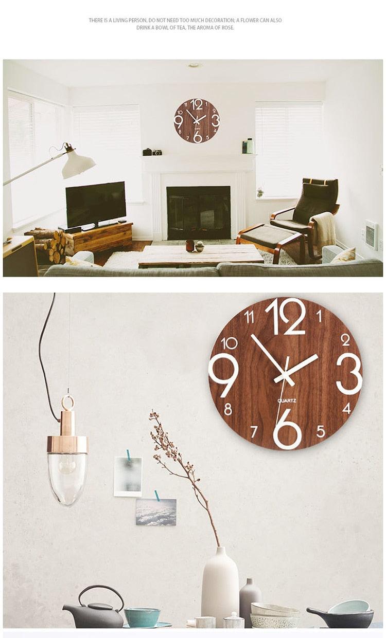 Luminous Wall Clock Silent Non-Ticking Quartz Wall Clocks Large Luminous Function Numbers and Hands Battery Operated Decorative Wall Clock for Office 12 Inch Wooden Silent Non-Ticking Kitchen Wall Clocks With Night Lights For Indoor/Outdoor Living Room