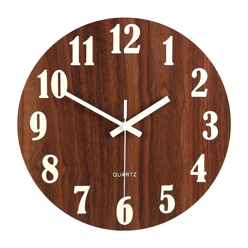 Luminous Wall Clock Silent Non-Ticking Quartz Wall Clocks Large Luminous Function Numbers and Hands Battery Operated Decorative Wall Clock for Office 12 Inch Wooden Silent Non-Ticking Kitchen Wall Clocks With Night Lights For Indoor/Outdoor Living Room