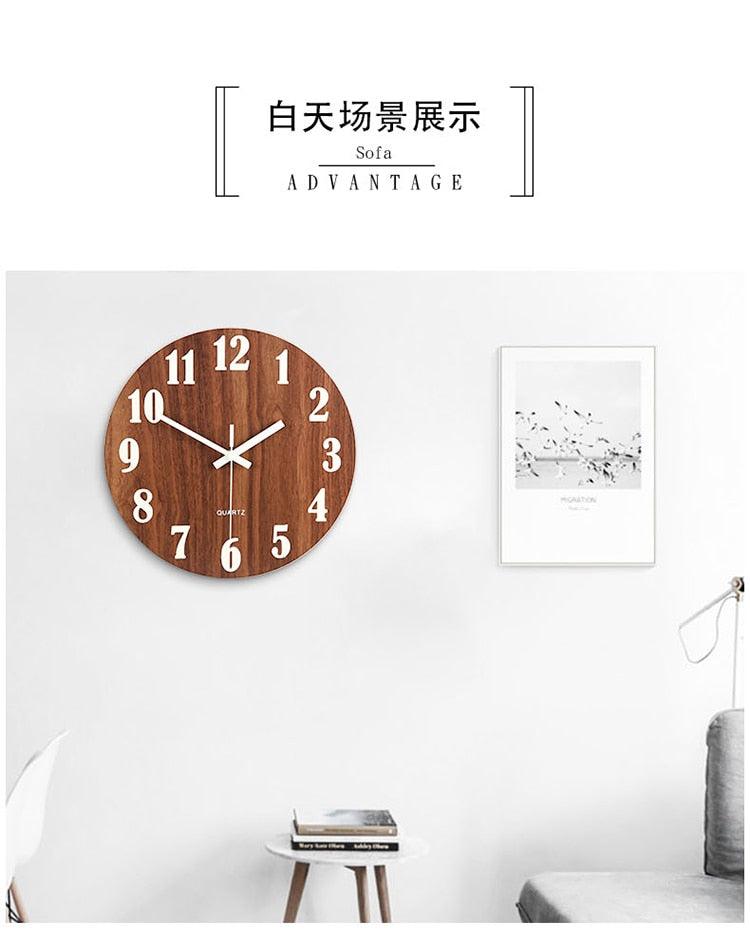 Luminous Wall Clock Silent Non-Ticking Quartz Wall Clocks Large Luminous Function Numbers and Hands Battery Operated Decorative Wall Clock for Office 12 Inch Wooden Silent Non-Ticking Kitchen Wall Clocks With Night Lights For Indoor/Outdoor Living Room