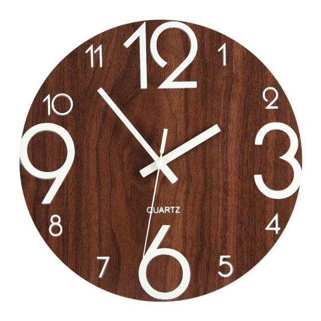 Luminous Wall Clock Silent Non-Ticking Quartz Wall Clocks Large Luminous Function Numbers and Hands Battery Operated Decorative Wall Clock for Office 12 Inch Wooden Silent Non-Ticking Kitchen Wall Clocks With Night Lights For Indoor/Outdoor Living Room