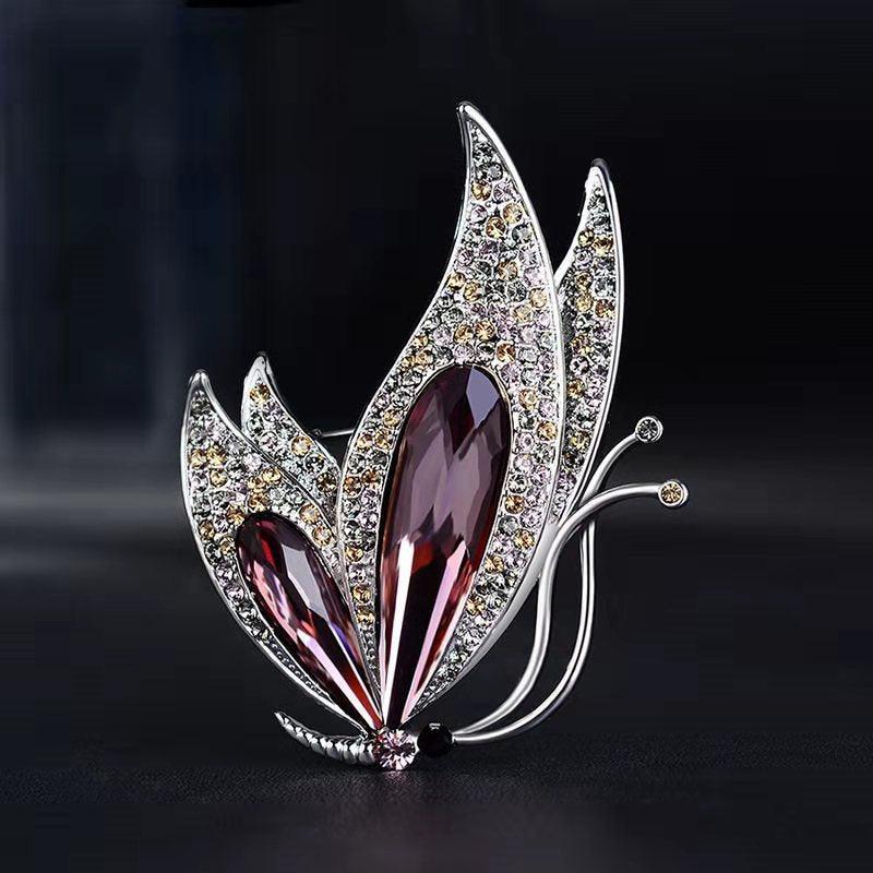 Luxurious Crystal Butterfly Brooch Cute Animal Rhinestone Pins Rhinestones Big Butterfly Asymmetrical Wings Brooch Pin Fashion Suit Accessory Women's Corsage Outfit Gift