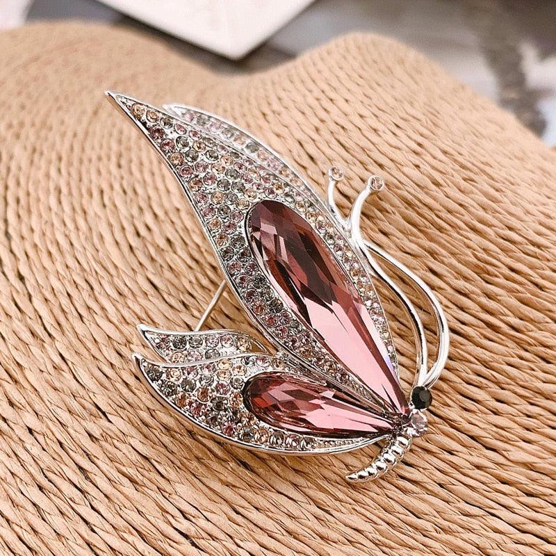 Luxurious Crystal Butterfly Brooch Cute Animal Rhinestone Pins Rhinestones Big Butterfly Asymmetrical Wings Brooch Pin Fashion Suit Accessory Women's Corsage Outfit Gift