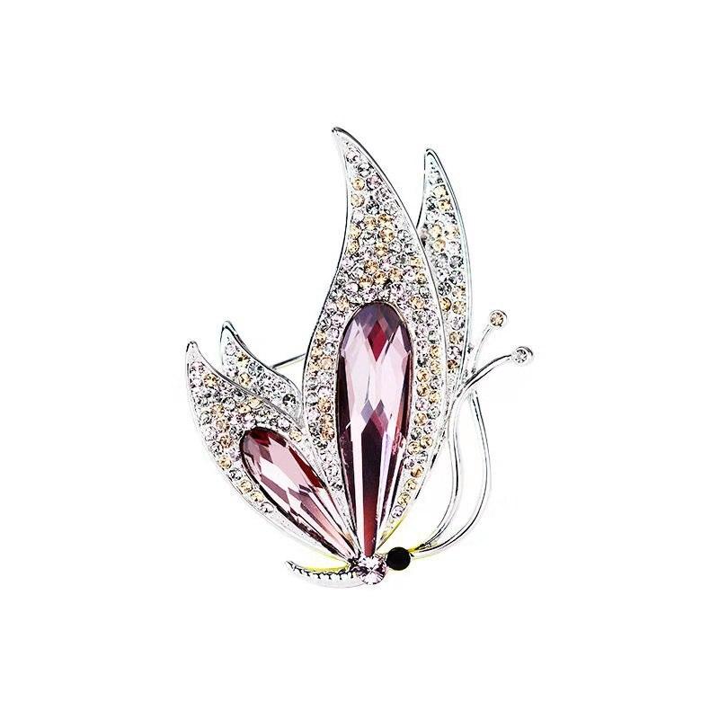 Luxurious Crystal Butterfly Brooch Cute Animal Rhinestone Pins Rhinestones Big Butterfly Asymmetrical Wings Brooch Pin Fashion Suit Accessory Women's Corsage Outfit Gift