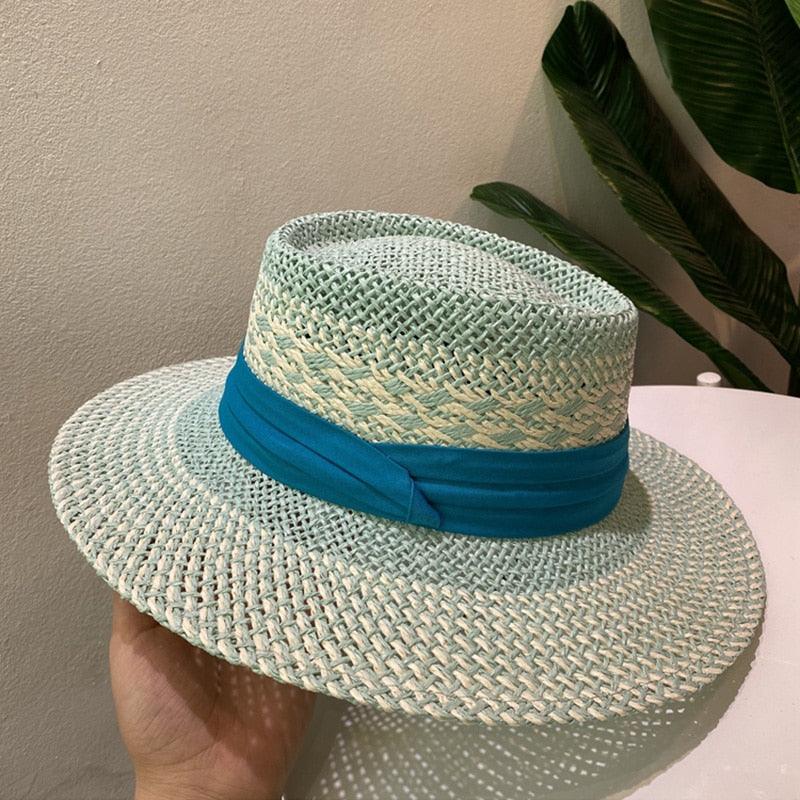 Luxurious New Handmade Straw Beach Hat For Women Summer Hat Luxury Cap Fashion Straw Hat Flat Sun Protection Hats Beautiful Unique Design 55-60cm